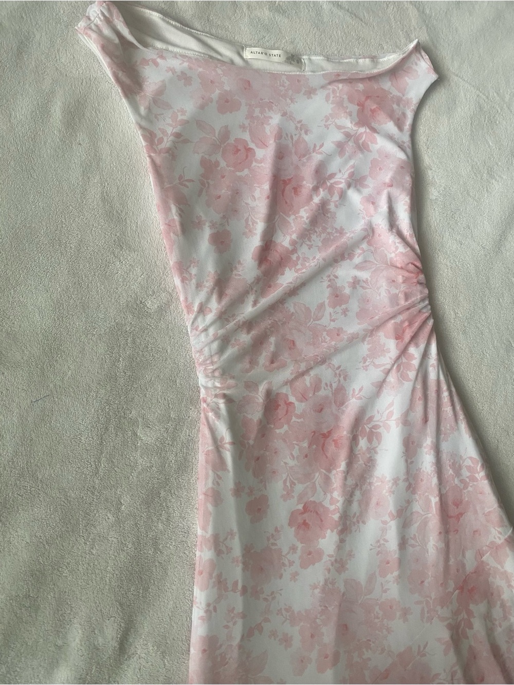 Altar’d State Samara Mesh Floral Maxi Dress Pink White Size S - Picture 8 of 12